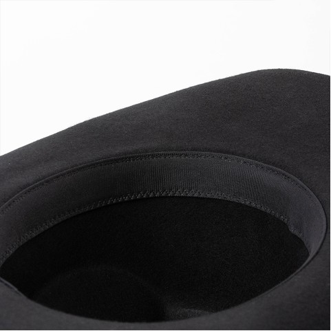 Wool Felt Cowboy Hat with Felt Band, Metal, and Leather Accents — Wide Brim