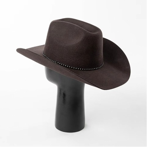 Unisex Wide-Brimmed Felt Hat with Belt Trim