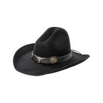 100% Wool Felt Cowboy Hat — Wide-Brimmed Felt Hat with Bull Head Band