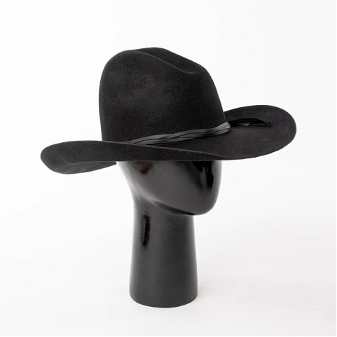 Unisex Wide-Brimmed Cowboy Hat with PU Cord and Key Charm