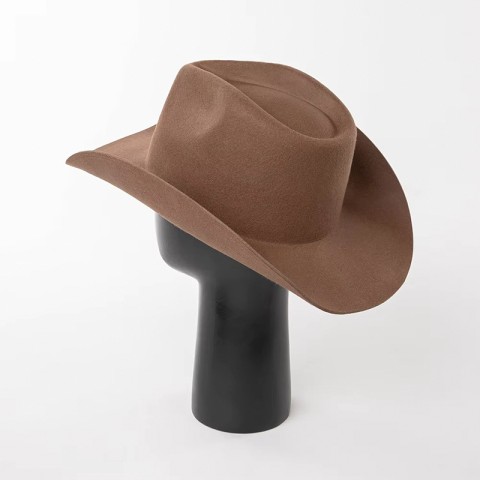 100% Wool Felt Cowboy Hat – Unisex Wide-Brimmed Felt Hat