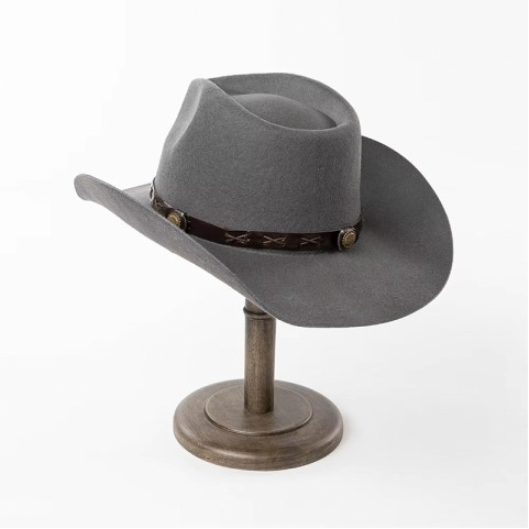 Unisex Wide-Brimmed Felt Hat with PU Belt Trim
