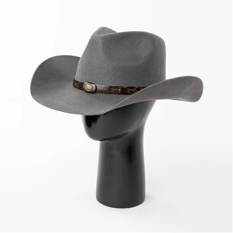 Unisex Wide-Brimmed Felt Hat with PU Belt Trim