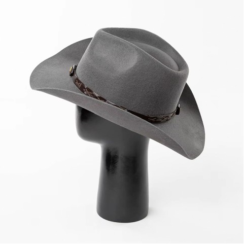 Unisex Wide-Brimmed Felt Hat with PU Belt Trim
