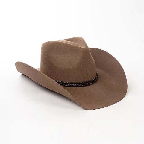 Cowboy Hat: Unisex Western-Style Wool Hat with PU Leather Band