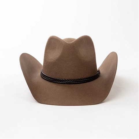 Cowboy Hat: Unisex Western-Style Wool Hat with PU Leather Band