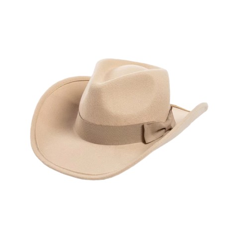 100% Wool Felt Cowboy Hat with Ribbon Bow