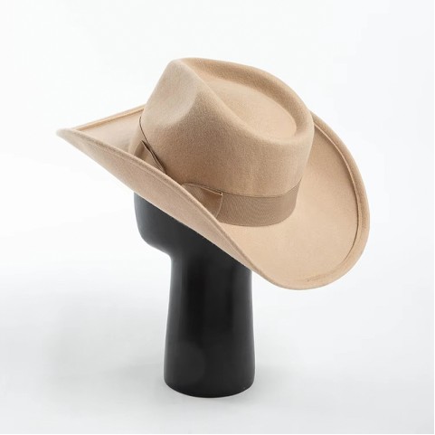 100% Wool Felt Cowboy Hat with Ribbon Bow
