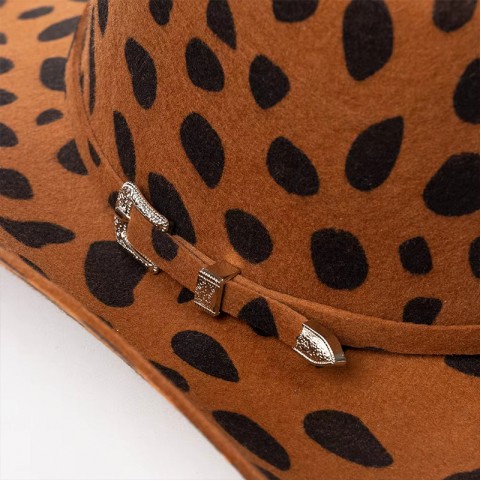 Wool Felt Leopard Print Western Cowboy Hat
