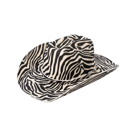 Wool Felt Western Cowboy Hat Zebra Pattern