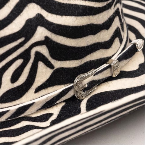 Wool Felt Western Cowboy Hat Zebra Pattern