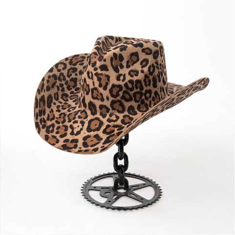 Wool Felt Leopard Print Cowboy Hat