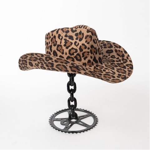 Wool Felt Leopard Print Cowboy Hat