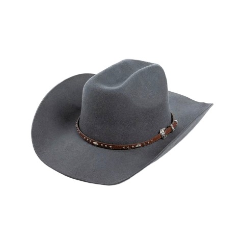 Wide-Brimmed Felt Hat with Riveted Belt