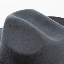 Wide-Brimmed Felt Hat with Riveted Belt