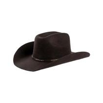 100% Wool Felt Cowboy Hat with Rivet-Embellished Band