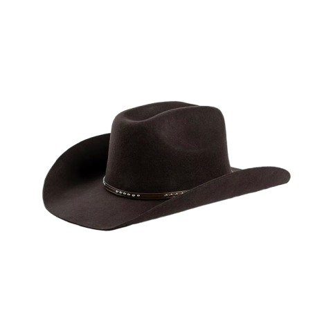 100% Wool Felt Cowboy Hat with Rivet-Embellished Band