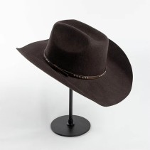 100% Wool Felt Cowboy Hat with Rivet-Embellished Band