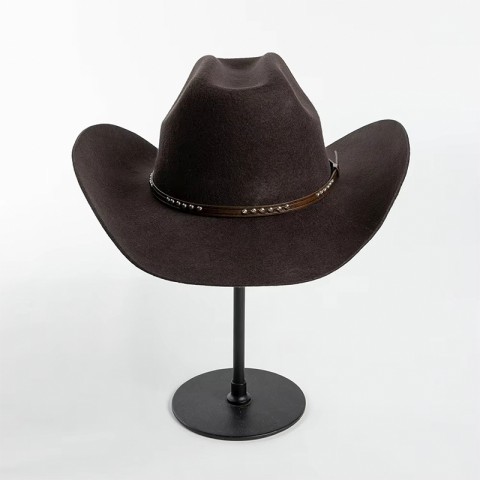 100% Wool Felt Cowboy Hat with Rivet-Embellished Band