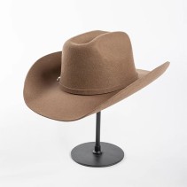 Unisex Felt Cowboy Hat with Buckle Accent – ​​Wide-Brimmed Wool Hat