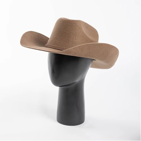 Unisex Felt Cowboy Hat with Buckle Accent – ​​Wide-Brimmed Wool Hat