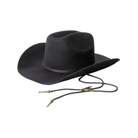 100% Wool Wide-Brimmed Felt Hat with Cowboy-Style Cord