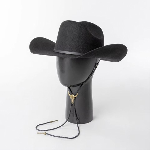 100% Wool Wide-Brimmed Felt Hat with Cowboy-Style Cord