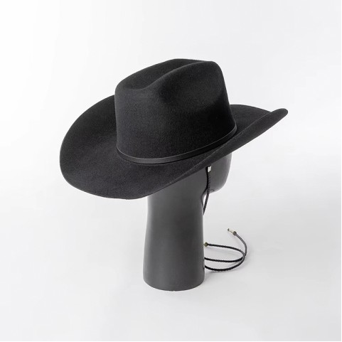 100% Wool Wide-Brimmed Felt Hat with Cowboy-Style Cord
