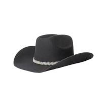 100% Wool Felt Cowboy Hat with Rhinestone Chain and Wide Brim
