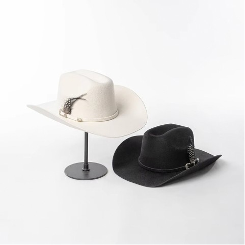 100% Wool Felt Cowboy Hat with Felt Ribbon and Buckle