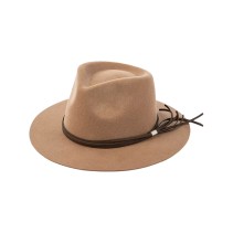Short Brim Wool Felt Fedora Hat with Polyurethane Belt Decoration