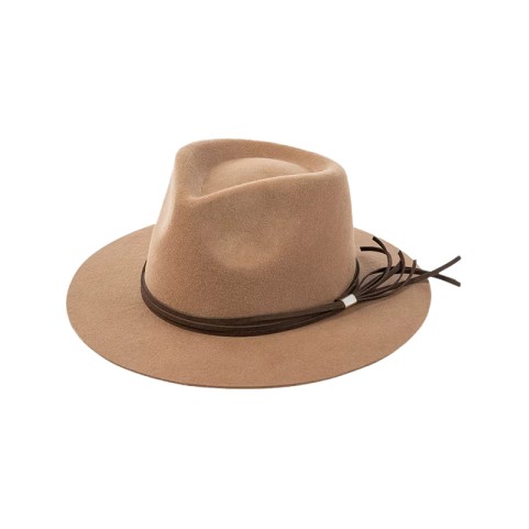 Short Brim Wool Felt Fedora Hat with Polyurethane Belt Decoration