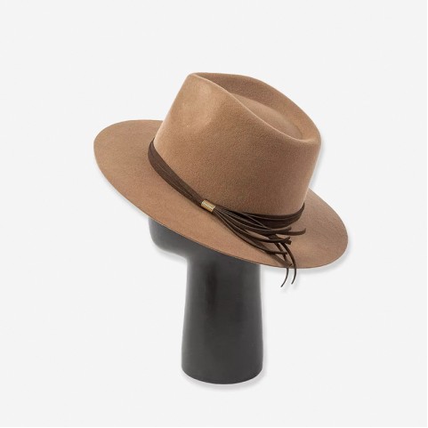 Short Brim Wool Felt Fedora Hat with Polyurethane Belt Decoration
