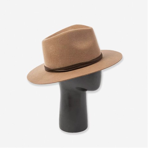 Short Brim Wool Felt Fedora Hat with Polyurethane Belt Decoration