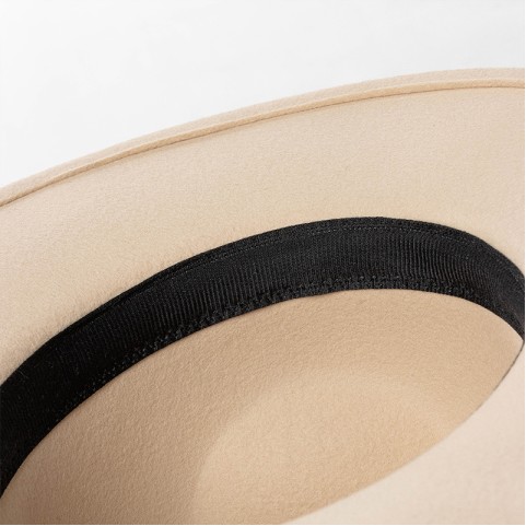 Gold Thin Rope Decorated Wide Brim Wool Felt Fedora Hat