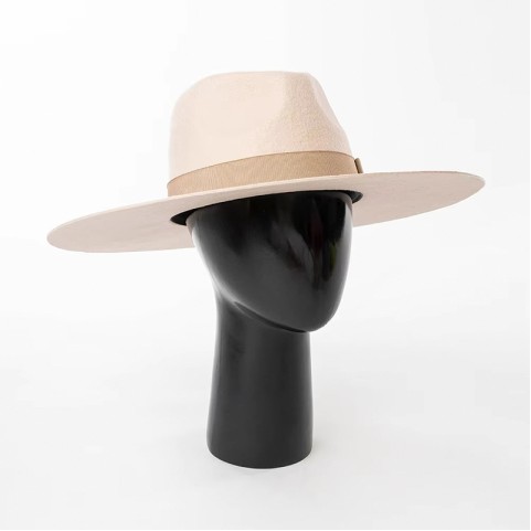 Embroidered Heart Shape Wide Brim Wool Felt Fedora Hat