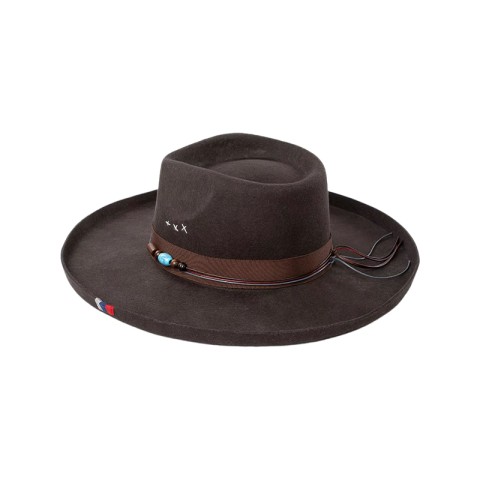 Hand-Embroidered Wide-Brim Fedora Hat