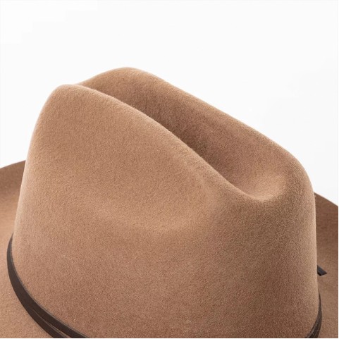 Wool Felt Wide Brim Fedora Hat with Burned Anchor Decoration