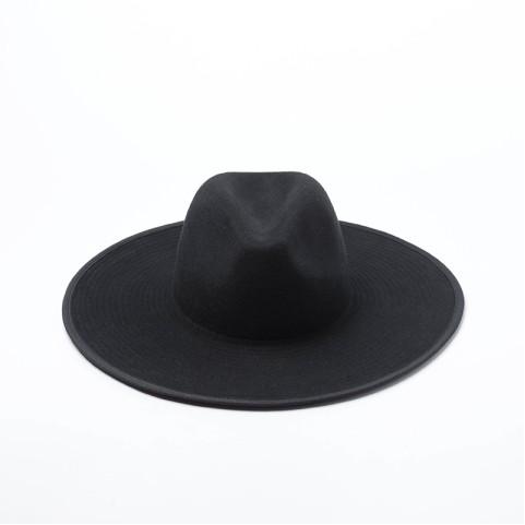 Two-Tone Double-Layer Wool Felt Wide-Brim Fedora Hat