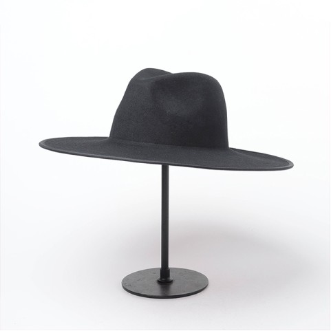 Two-Tone Double-Layer Wool Felt Wide-Brim Fedora Hat