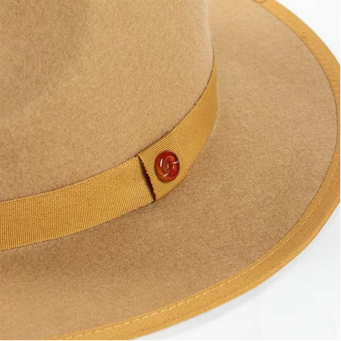 Wool Felt Fedora Hat with Ribbon Decoration Casual Men's Hat