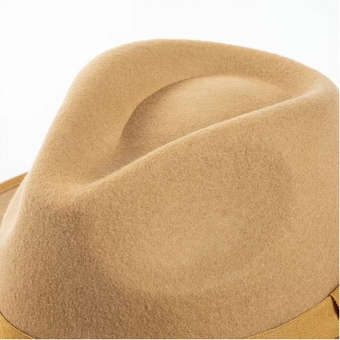 Wool Felt Fedora Hat with Ribbon Decoration Casual Men's Hat