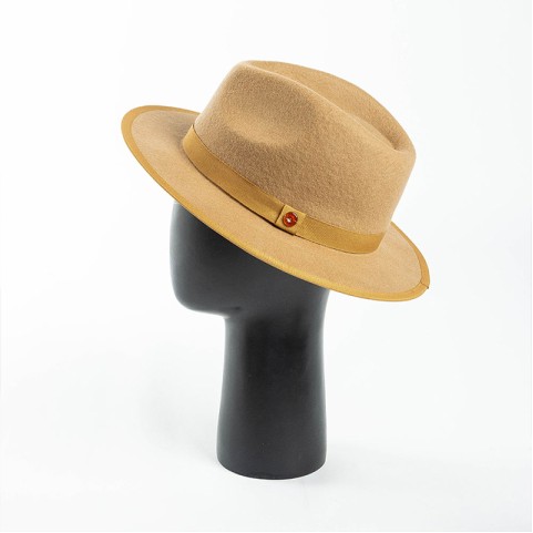 Wool Felt Fedora Hat with Ribbon Decoration Casual Men's Hat