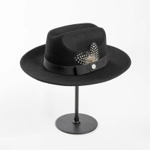 Hand-Embroidered Ribbon Feather Decoration Wool Felt Fedora Hat