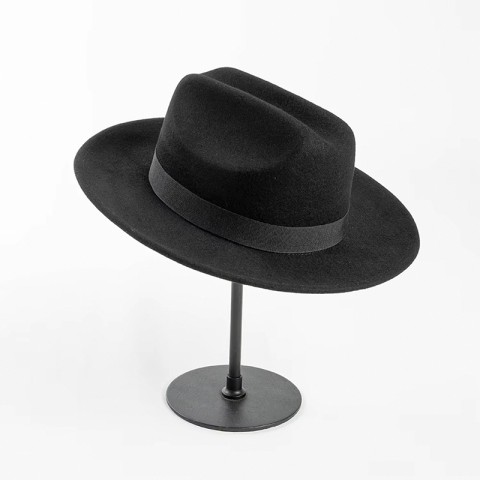 Hand-Embroidered Ribbon Feather Decoration Wool Felt Fedora Hat