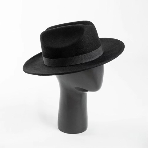 Hand-Embroidered Ribbon Feather Decoration Wool Felt Fedora Hat