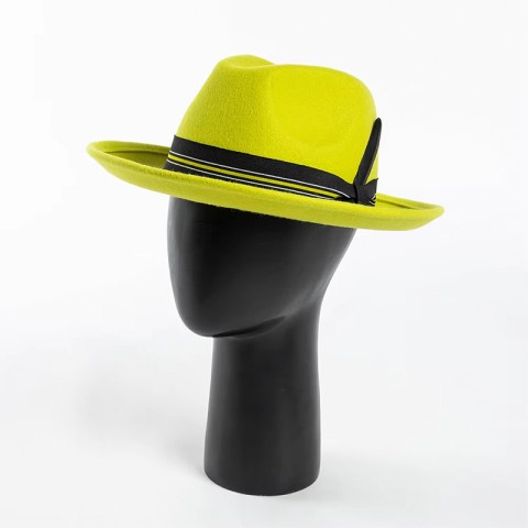 Wool Felt Fedora Hat with Feather Decoration