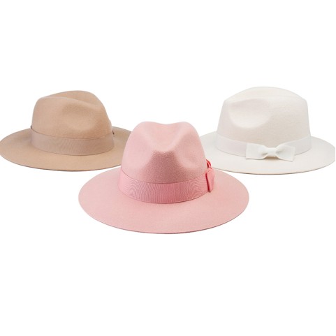 Hand-Embroidered Wool Felt Fedora Hat