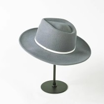 Wool Felt Fedora Hat with Ribbon Decoration