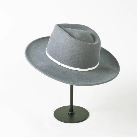 Wool Felt Fedora Hat with Ribbon Decoration